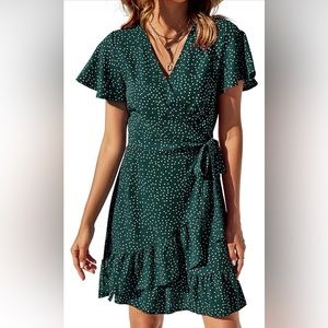 Green Polka Dot Skater Dress - Size L